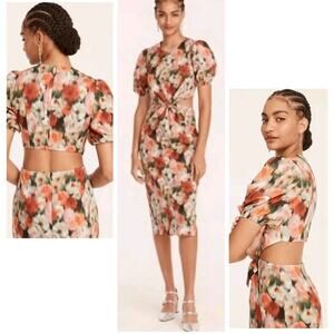 NWT J.Crew Cutout Dress in Red Multi Liberty® Hazy Days Floral Size 14